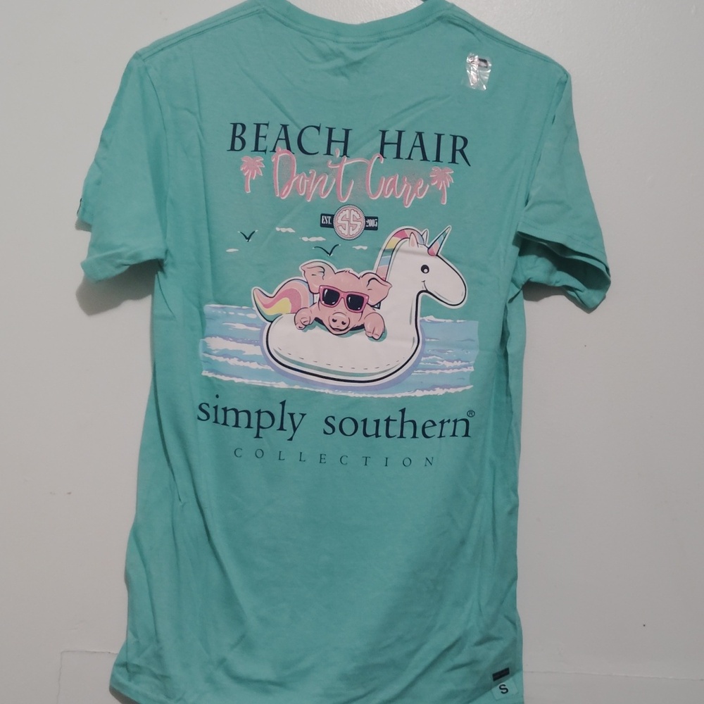 Simply Southern Collection Teal Beach Hair Don't Care T-Shirt